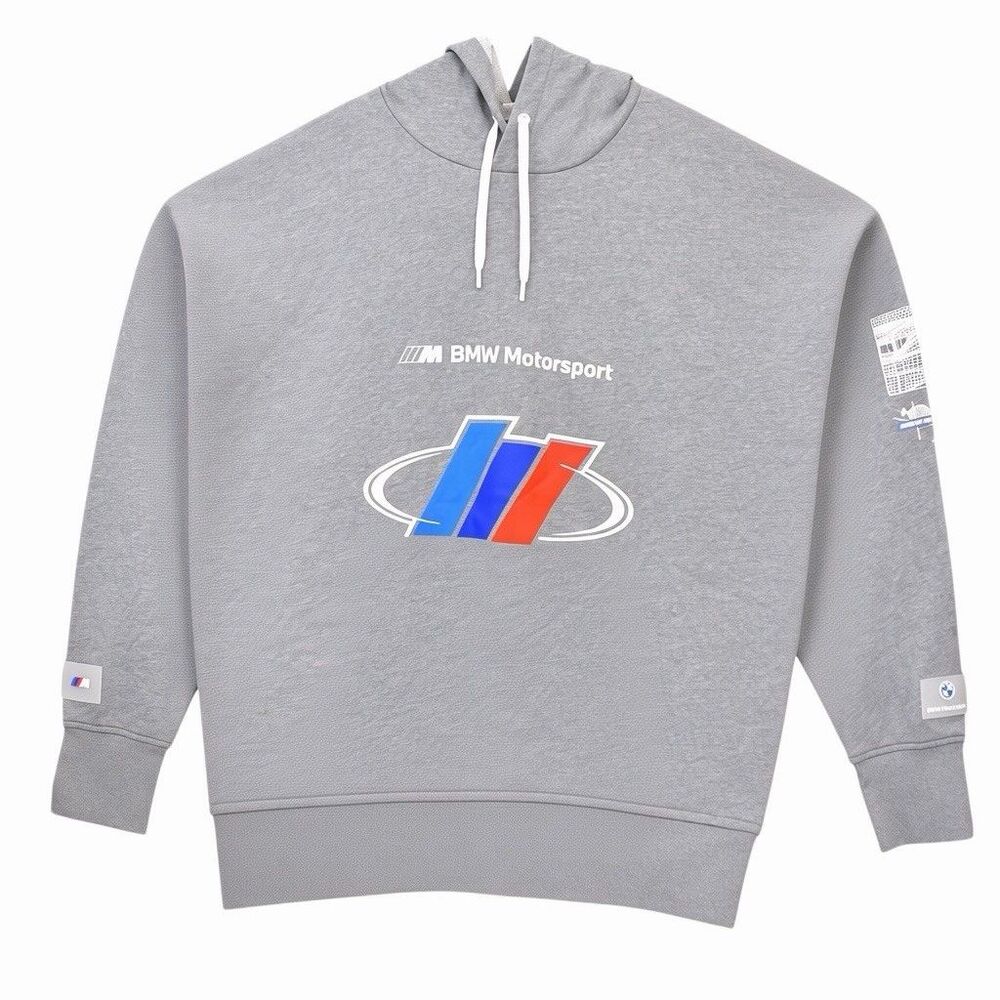 Puma BMW Motorsport Hoodie Mens XL Gray Pullover Sweatshirt Logo